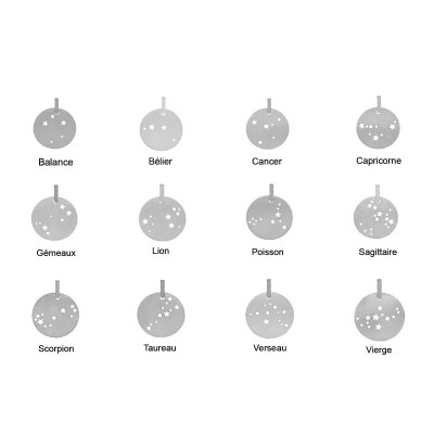 Collier médaille constellation en argent avec gravure