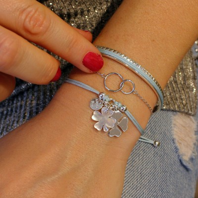 Bracelet duo trèfles argent nacre