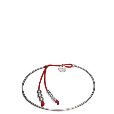 Bracelet jonc argent et cordon