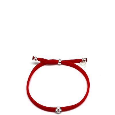 Bracelet zirconium serti en argent sur cordon plat