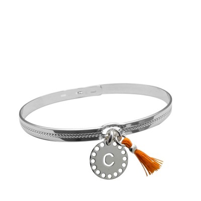 bracelet jonc argent médaille personnalisee