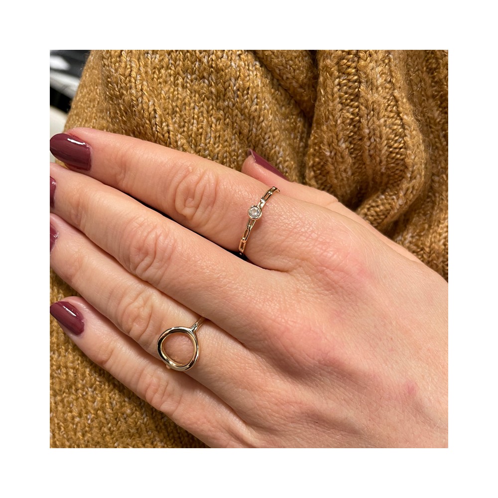 Bague zirconium chaîne en plaqué or