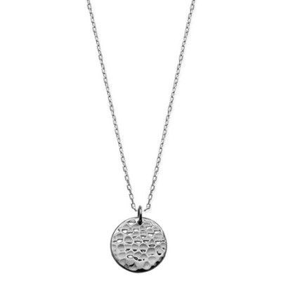 Collier médaille martelée en argent.