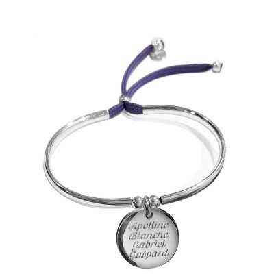 bracelet argent medaille gravee