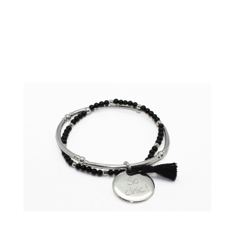 bracelet double tour perles medaille