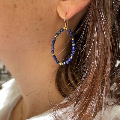 Boucles d'oreilles fines pierres en lapis-lazuli
