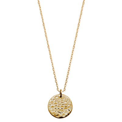 Collier médaille martelée en plaqué or