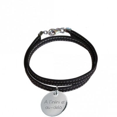bracelet cuir personnalisable medaille argent