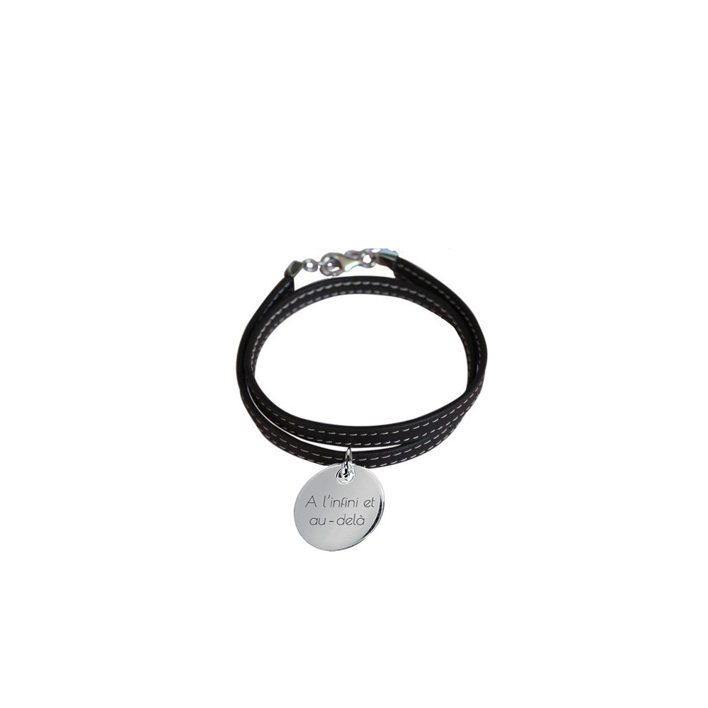 bracelet cuir personnalisable medaille argent