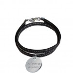 bracelet cuir personnalisable medaille argent