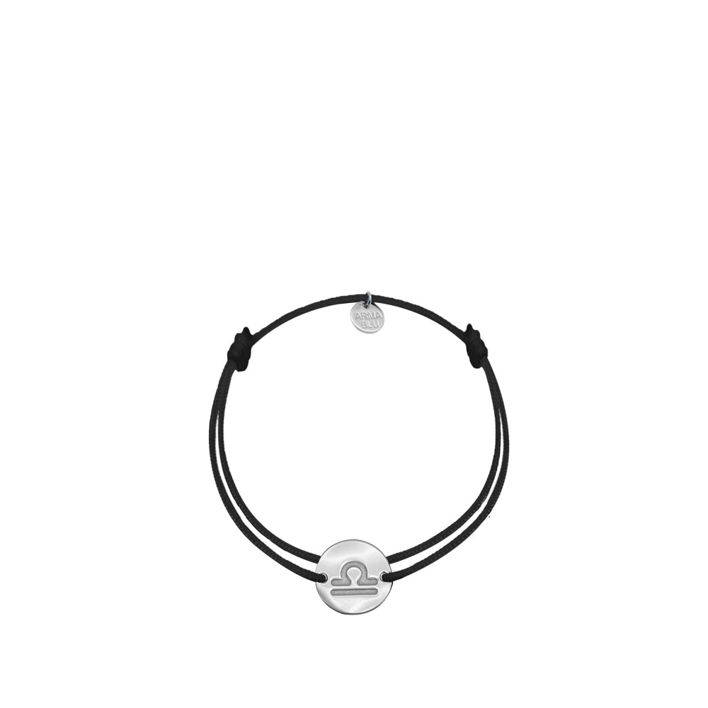 Bracelet cordon avec petite médaille gravée d'un signe du zodiaque