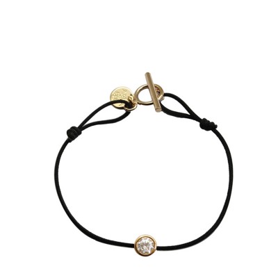 Bracelet zirconium serti en plaqué or et fermoir T