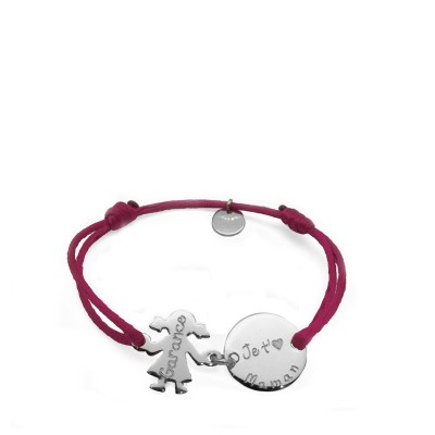 Bracelet enfant médaille et figurine gravées en argent