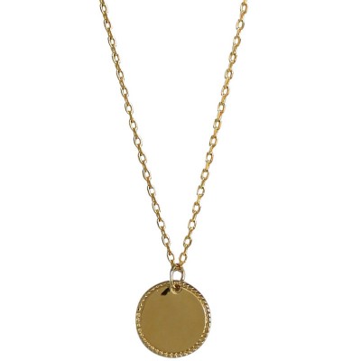 Collier médaille perlée en plaqué or