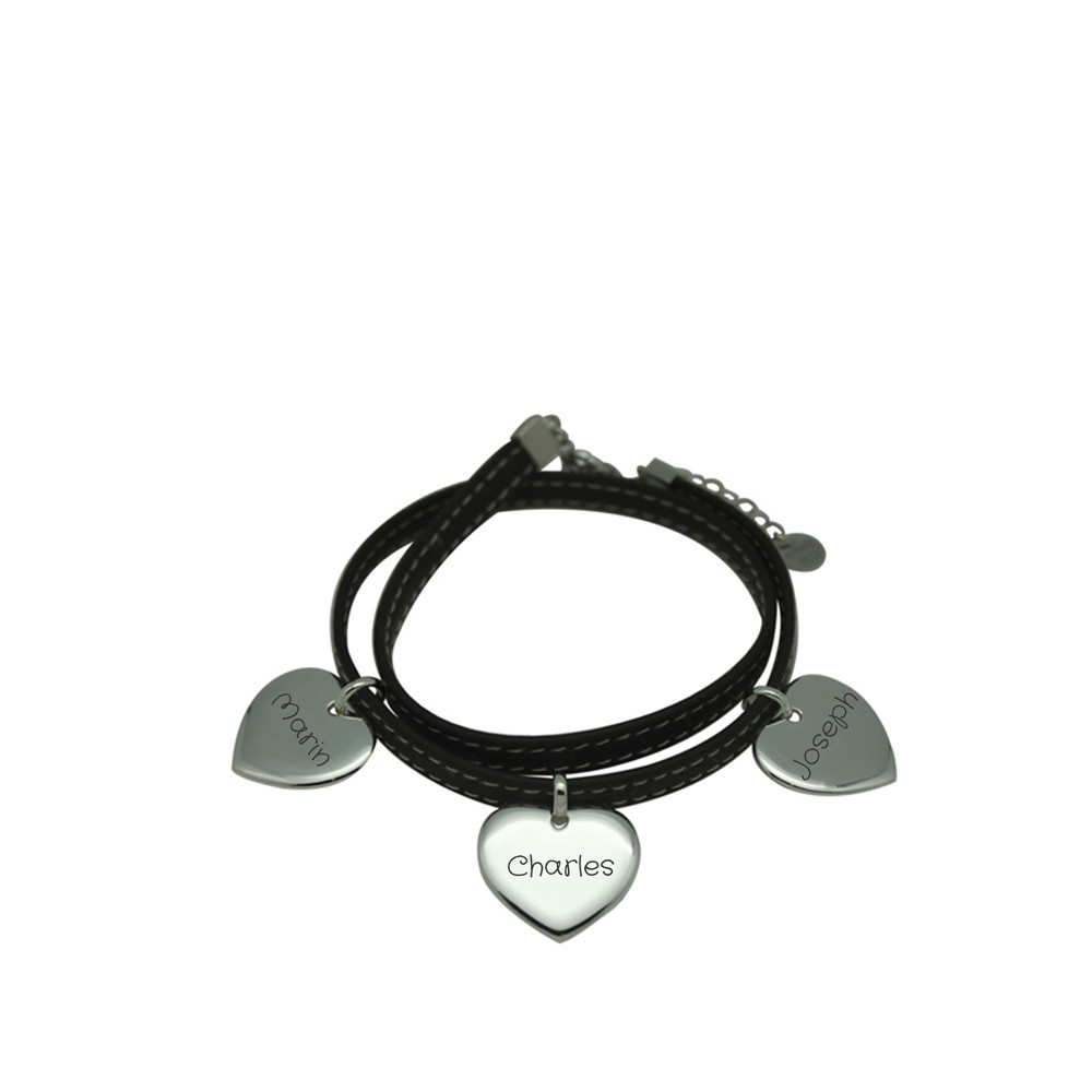bracelet 3 medailles gravees en argent