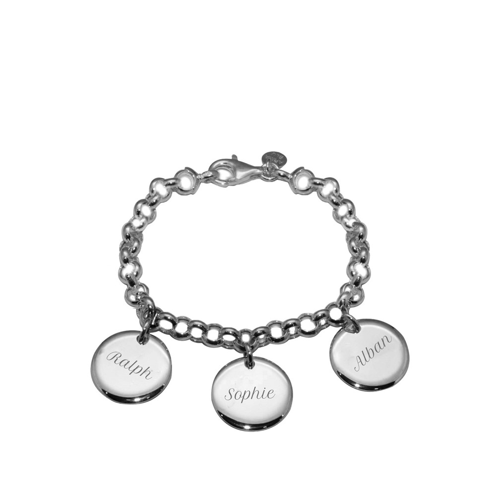 bracelet argent personnalise medailles gravees