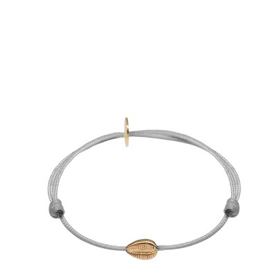 Bracelet mini cauri en plaqué or sur cordon