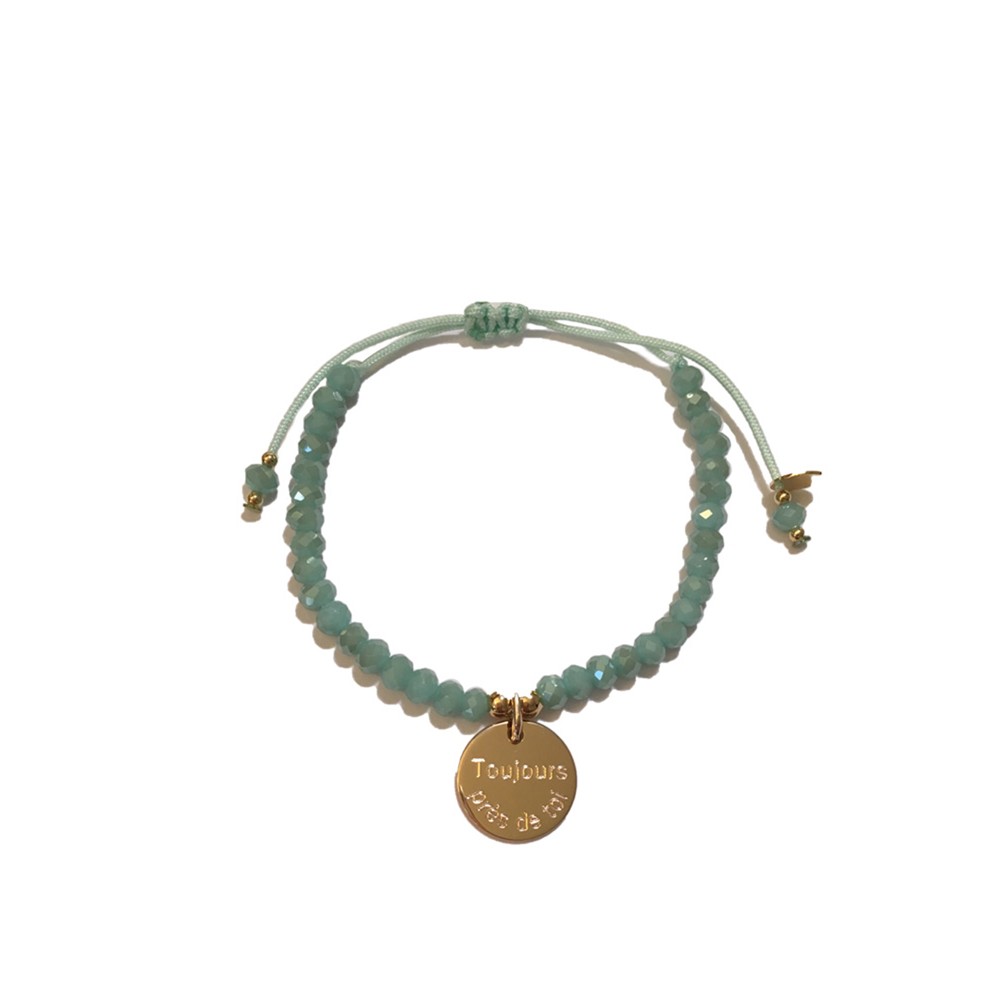 bracelet perles médaille or personnalsiee