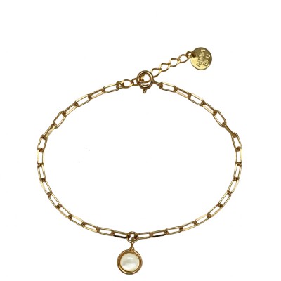Bracelet pierre naturelle plaqué or pour femme, bracelet pierre de