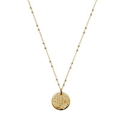 Collier chaîne boules médaille martelée en plaqué or