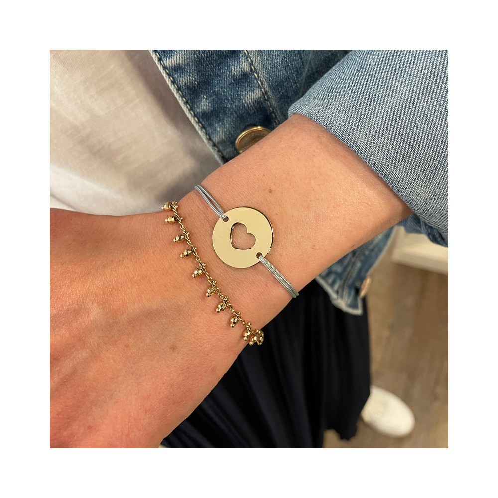 bracelet cordon medaille coeur personnalisable