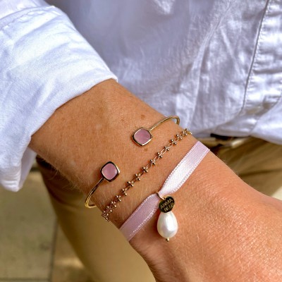 Bracelet perle d'eau douce sur ruban satin - vente bracelets femme