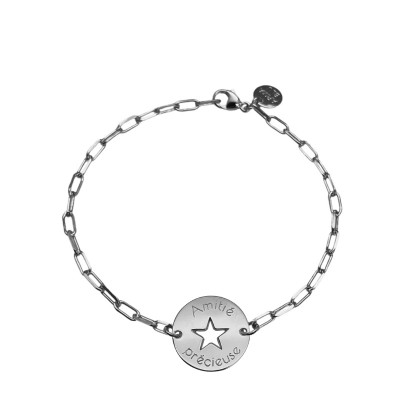 bracelet chaine argent medaille personnalisee