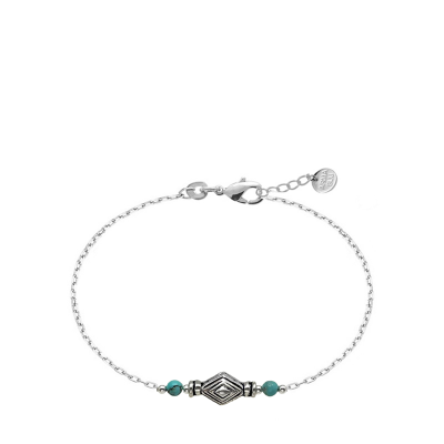 Bracelet motif ethnique en argent et turquoise