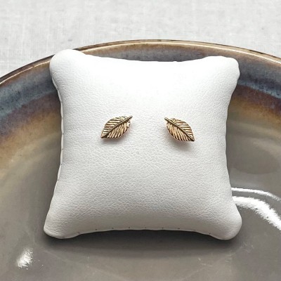 Boucles d'oreilles enfant petites feuilles en plaqué or