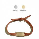 Bracelet plaque gravée sur galon élastique