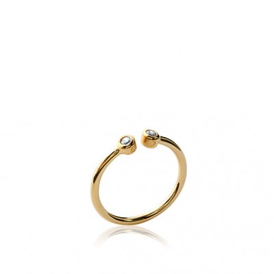 Bague 2 zircons plaqué or