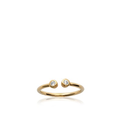 Bague 2 zircons plaqué or