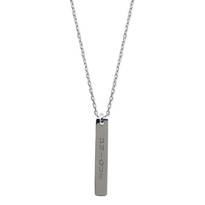 Collier personnalisé plaque verticale gravée en argent
