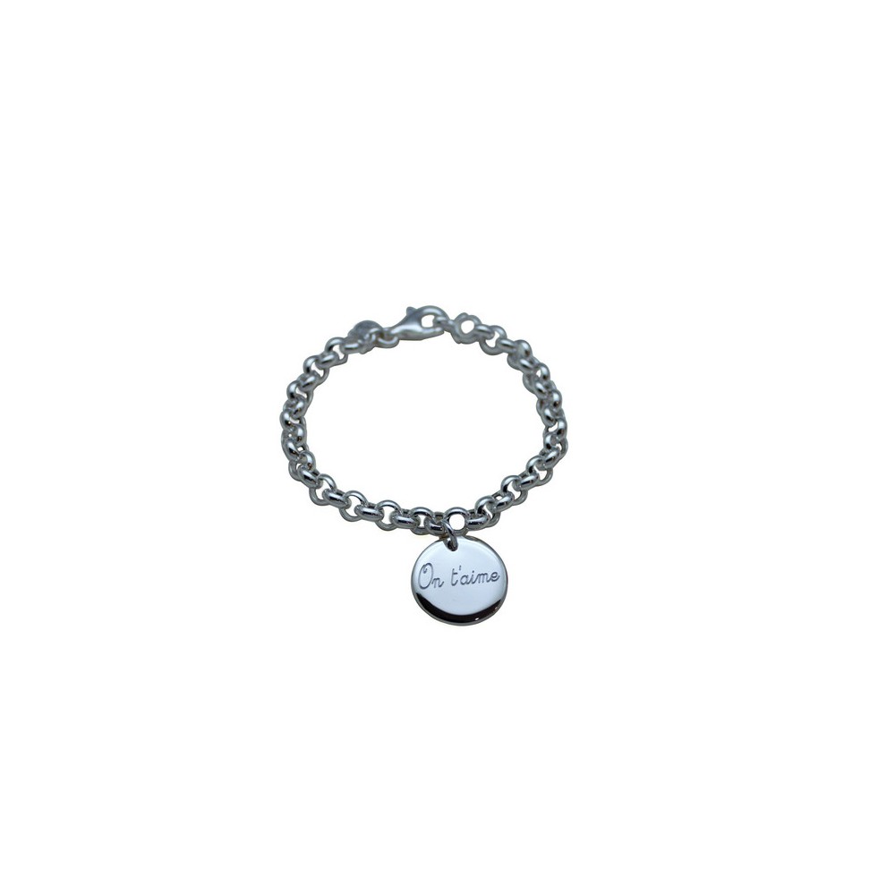 bracelet argent médaille gravée personnalisee